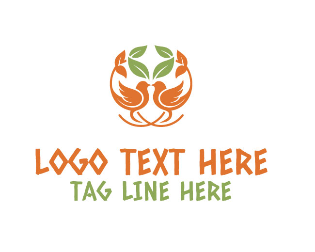 Twin Bird Leaf Nature Bond Logo