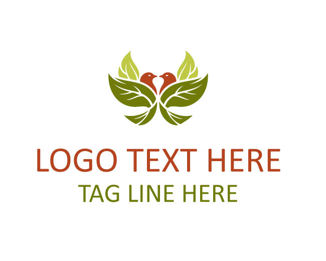 Twin Bird Leaf Verdant Pair Logo