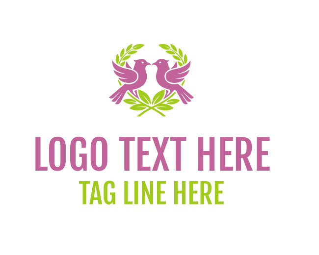 Twin Bird Leaf Nectar Pair Logo