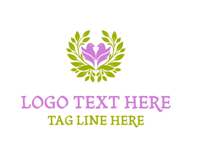 Twin Bird Leaf Cloud Pair Logo