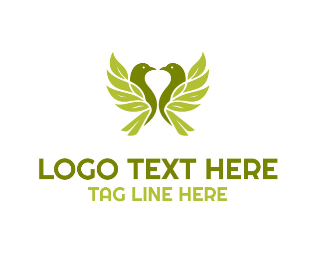 Twin Bird Leaf Emerald Pair Logo