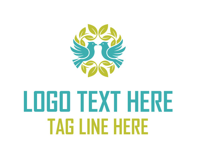 Twin Bird Leaf Whisper Leaf Logo