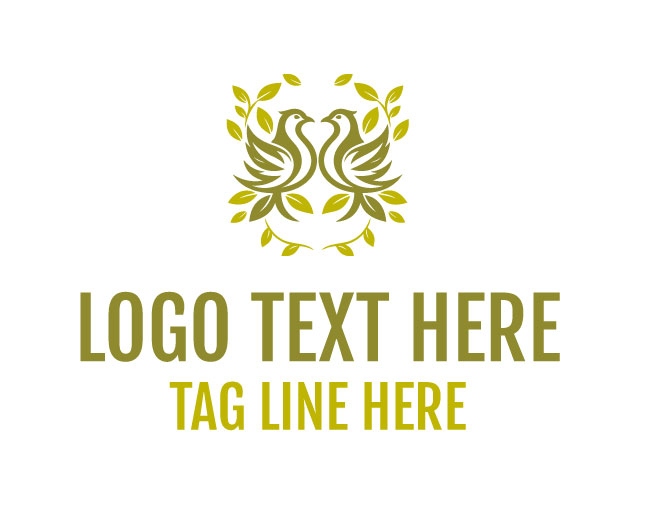 Twin Bird Leaf Gold Leaf Duo Logo