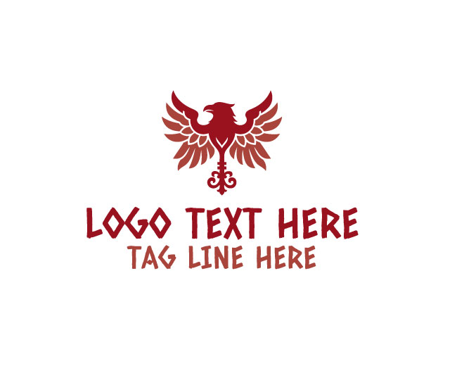 Bird Key Feather Lock Logo