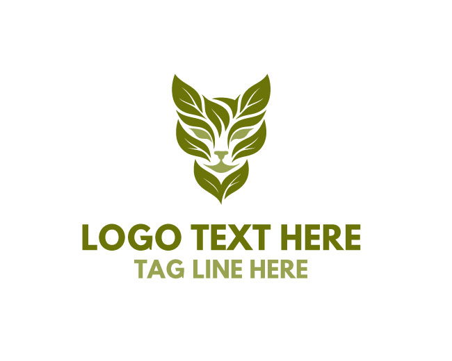 Eco Cat Leaf Meow Logo