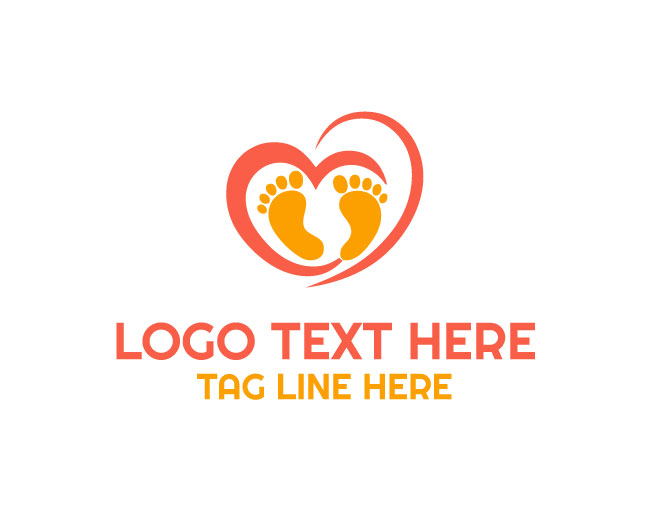 Baby Love Footprint Tiny Steps Heart Logo