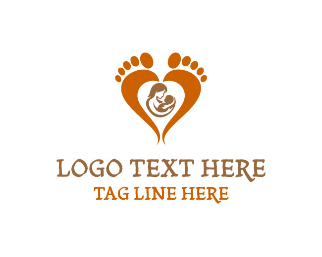 Baby Love Footprint Little Heartbeat Logo