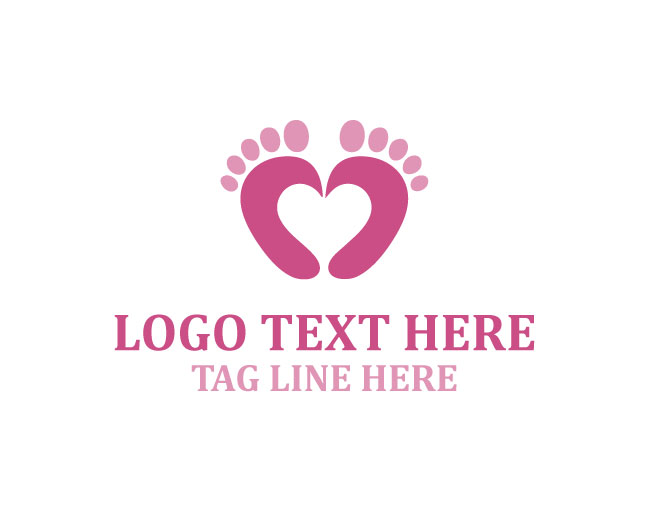 Baby Love Footprint Heart Trail Logo