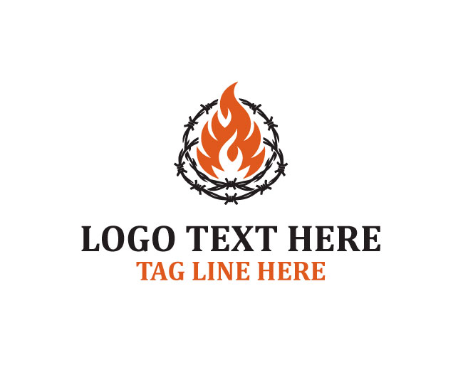Barbed Wire Flame Inferno Spike Logo