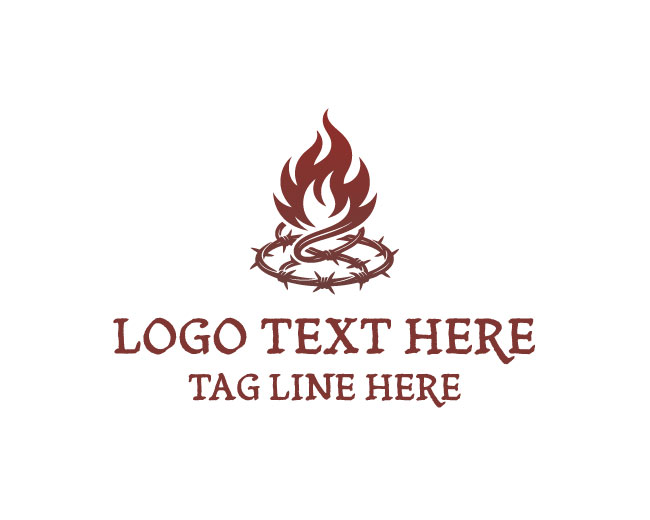 Barbed Wire Flame Fire Thorn Logo