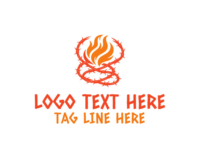 Barbed Wire Flame Raging Wire Logo