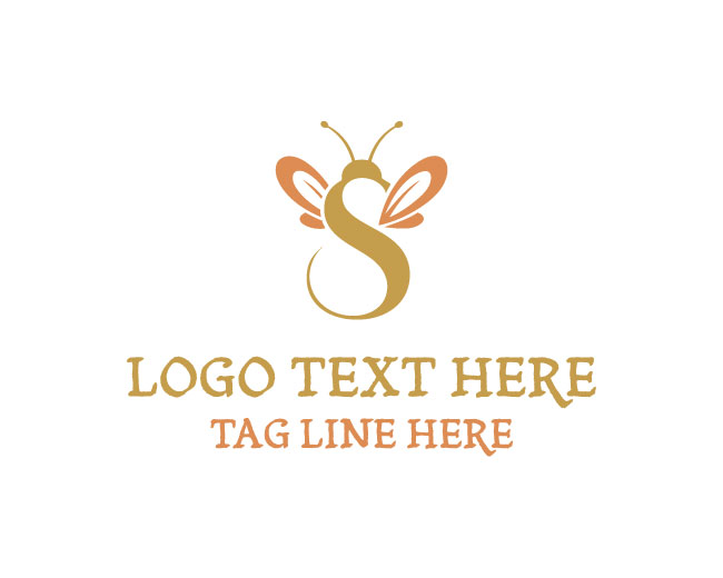  Letter S Bee Golden Hive Logo