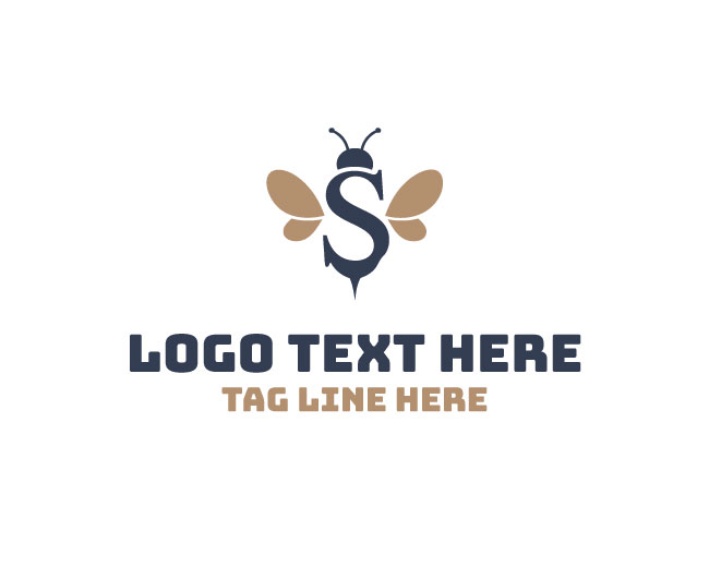 Letter S Bee Honey Crest Logo