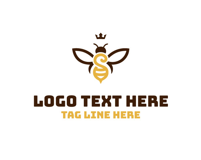 Letter S Bee Golden Flight Logo