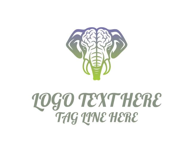 Mind Elephant Brain Pulse Logo