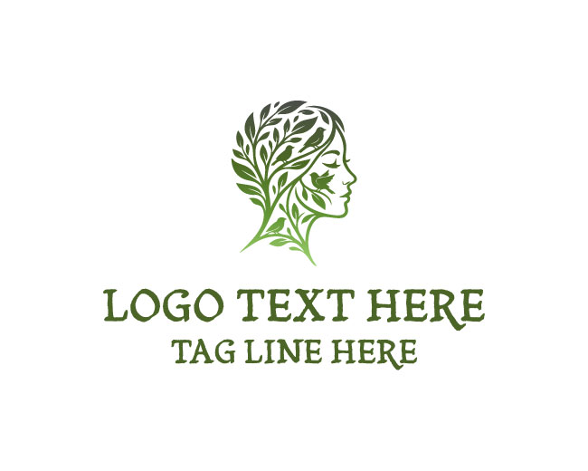 Nature Head Green Mind Logo