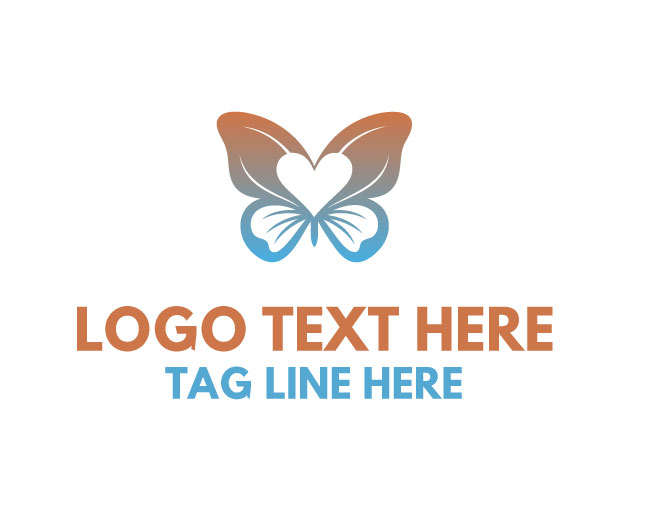  Butterfly Heart Bloom Logo
