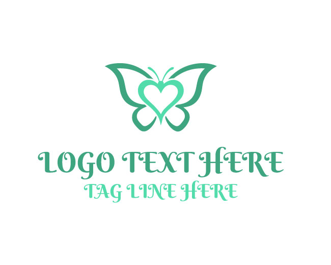 Butterfly Heart Signature Logo