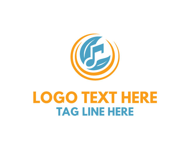 Musical Note Sound Leaf Logo