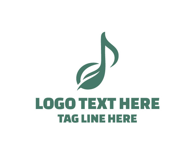 Musical Note Wave Leaf Logo