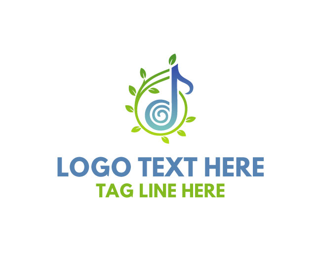 Musical Note Vibe Leaf Logo