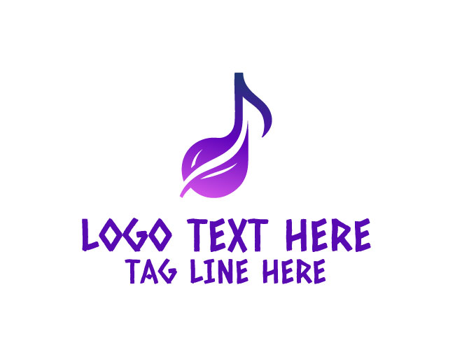 Musical Note Lyric Leaf Logo