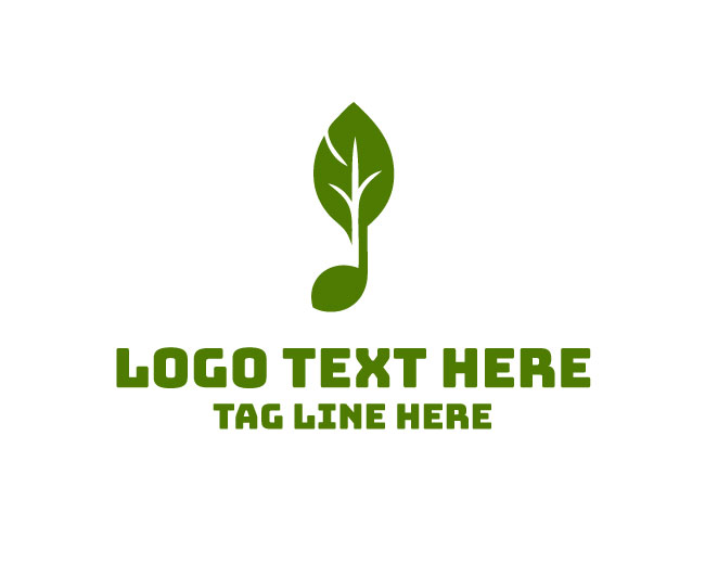 Musical Note Breeze Leaf Logo
