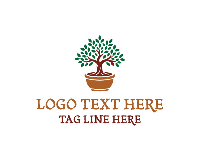 Nature Pot Leaf Bowl Logo