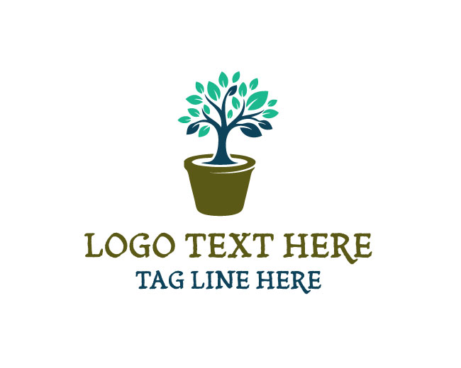Nature Pot Root Leaf Logo