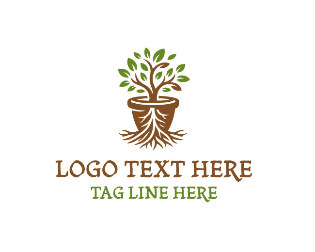 Nature Pot Organic Leaf Logo