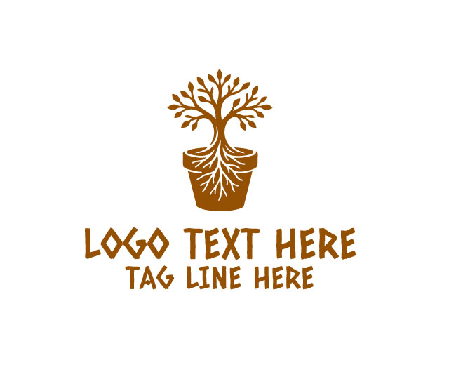 Nature Pot Leaf Roots Logo