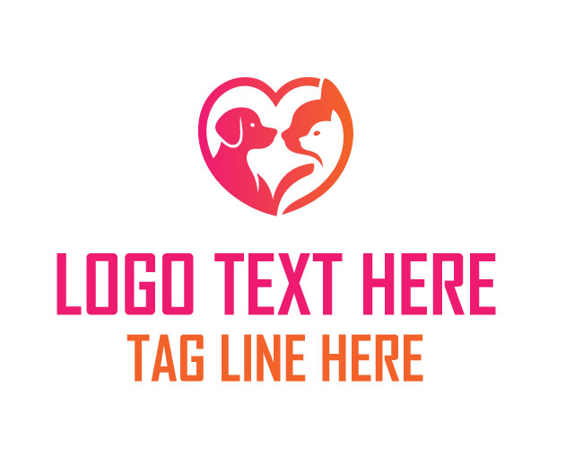  Elegant Dog Cat Heart Logo