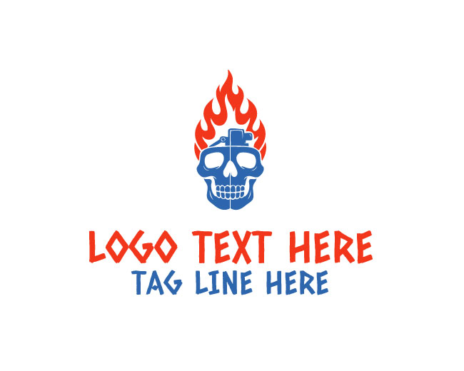 Skull Bon fire Logo