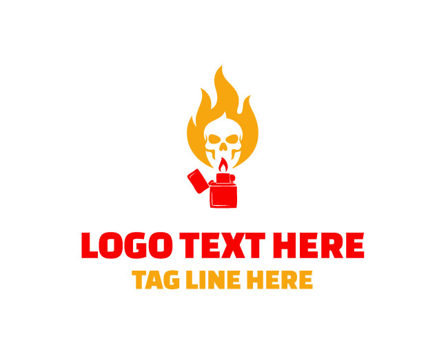 Skull Fire Fusion Logo