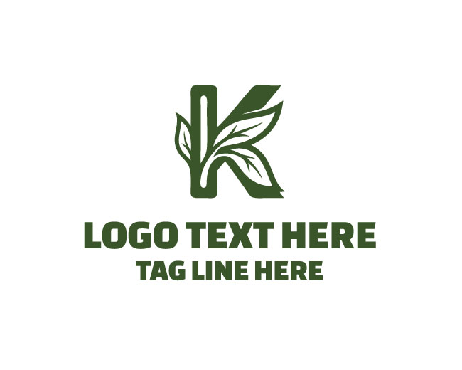 Modern K Nature Leaf Logo