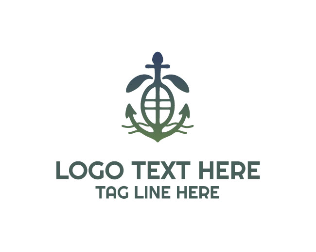 Line Art Anchor Turtle Logo