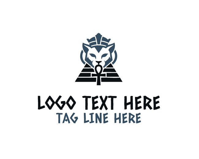 Stylish Pharaoh Guardian Cat Logo