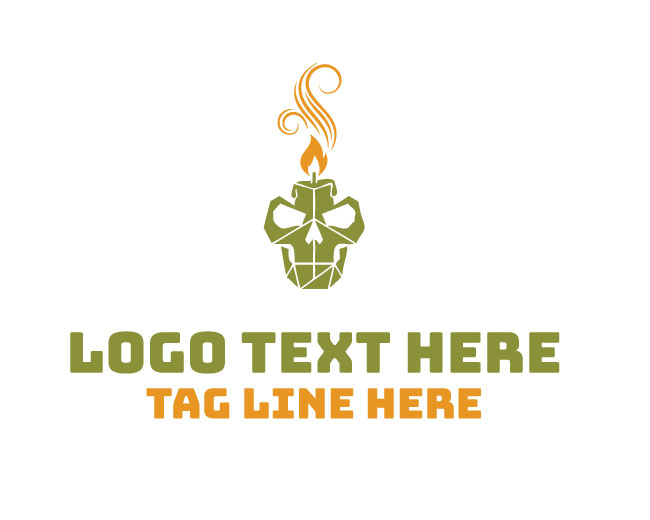 Modern Skull Flame Candle Logo
