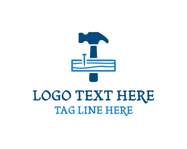 Stylish Hammer Construction Nail Logo
