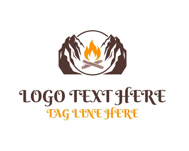 Rustic Flame Mountain Logo