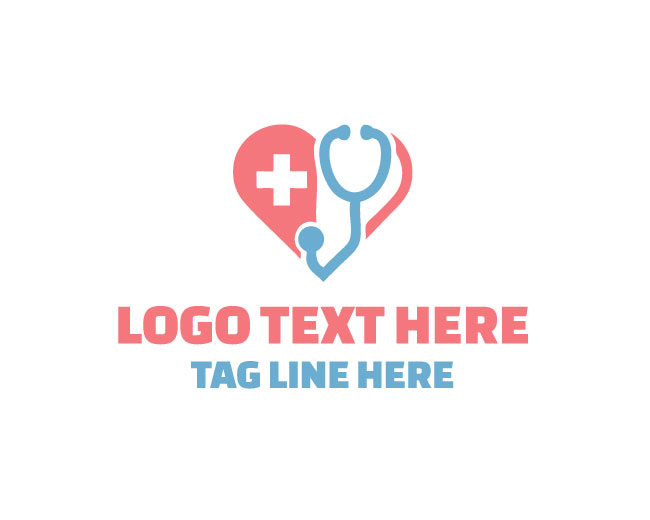  Contemporary Heart Stethoscope Logo
