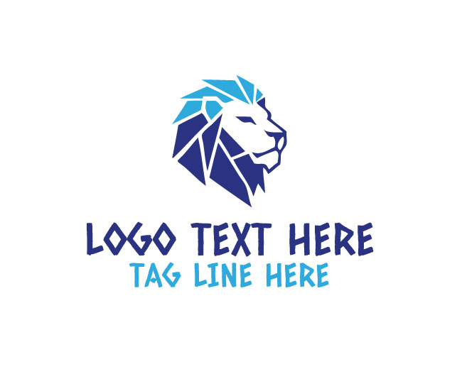  Geometric Lion Blue Logo