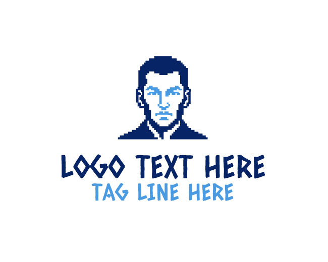Futuristic Pixel Man Logo