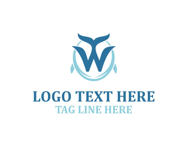  Ocean Whale Letter W Logo
