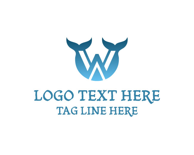 Blue Whale Letter W Logo