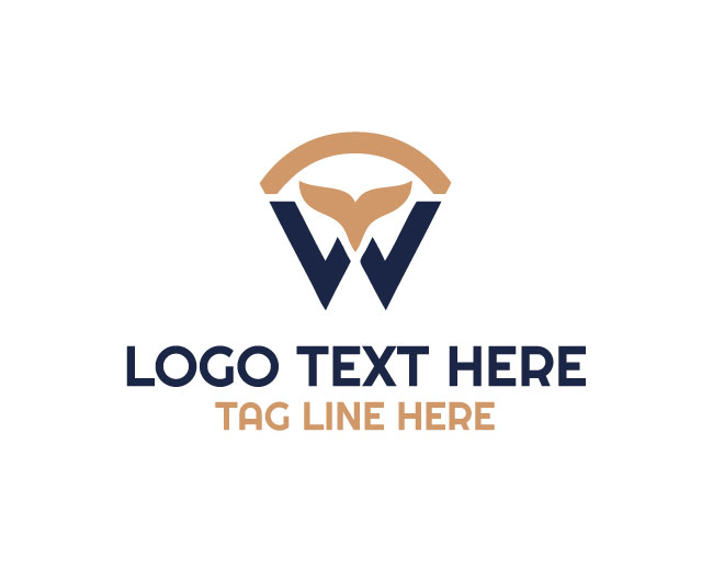 Wave Whale Letter W Logo