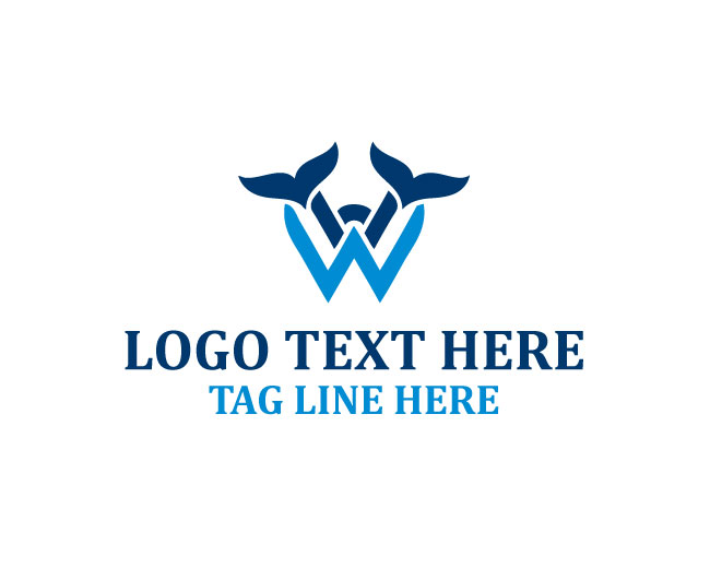  Graceful Whale Letter W Logo