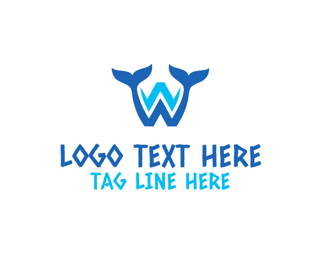 Unique Whale Letter W Logo