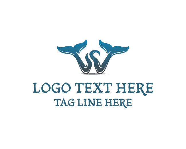Stylish Whale Letter W Logo
