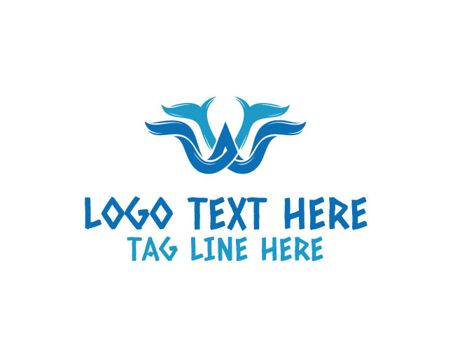 Blue Whale Letter W Logo
